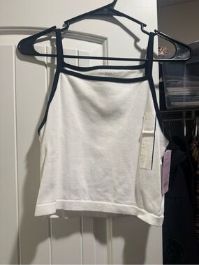 Target White Ribbed Tank with Black Trim